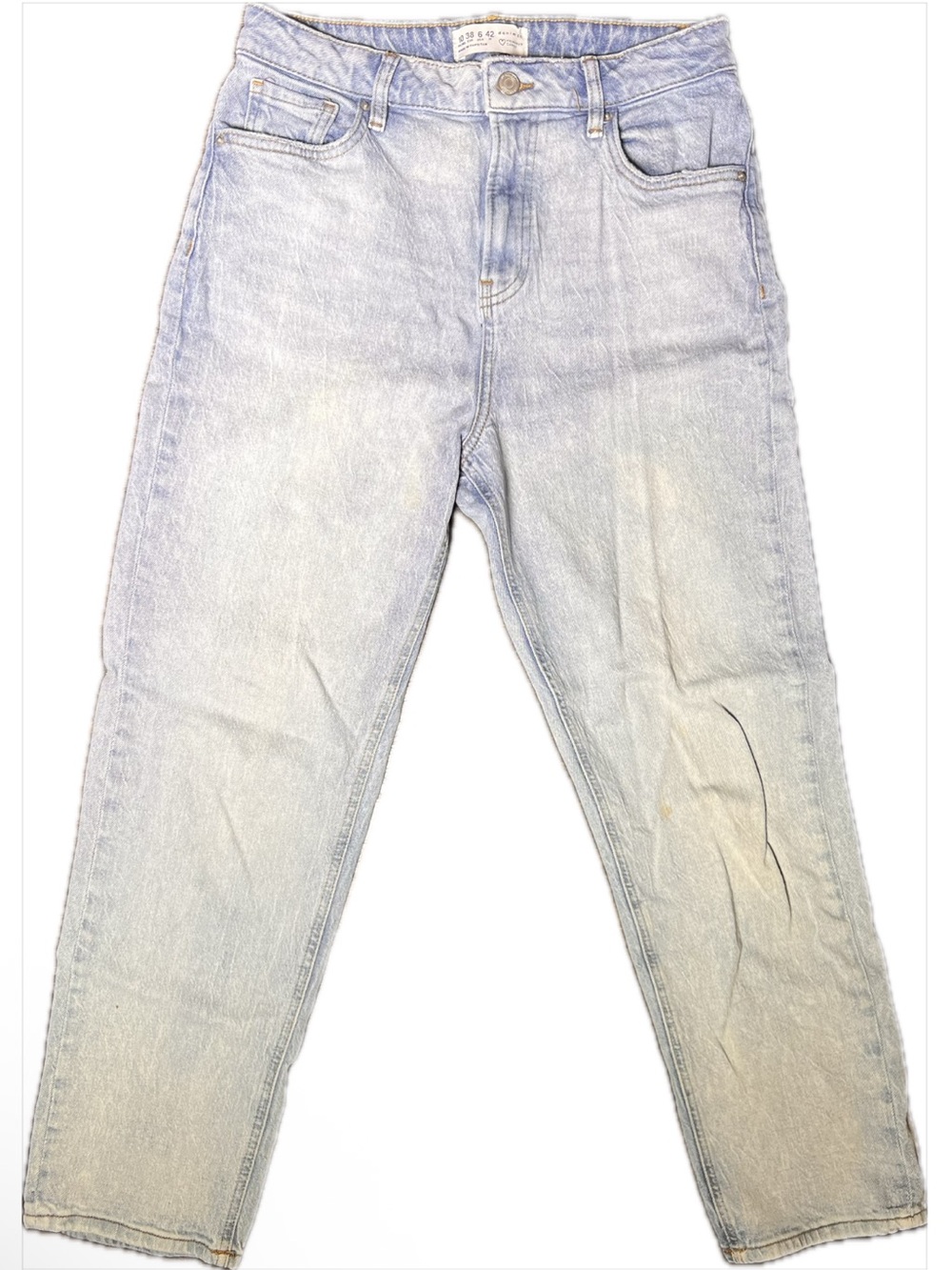 Primark Cares Light Wash Denim Straight Leg High Rise Jeans Size 6